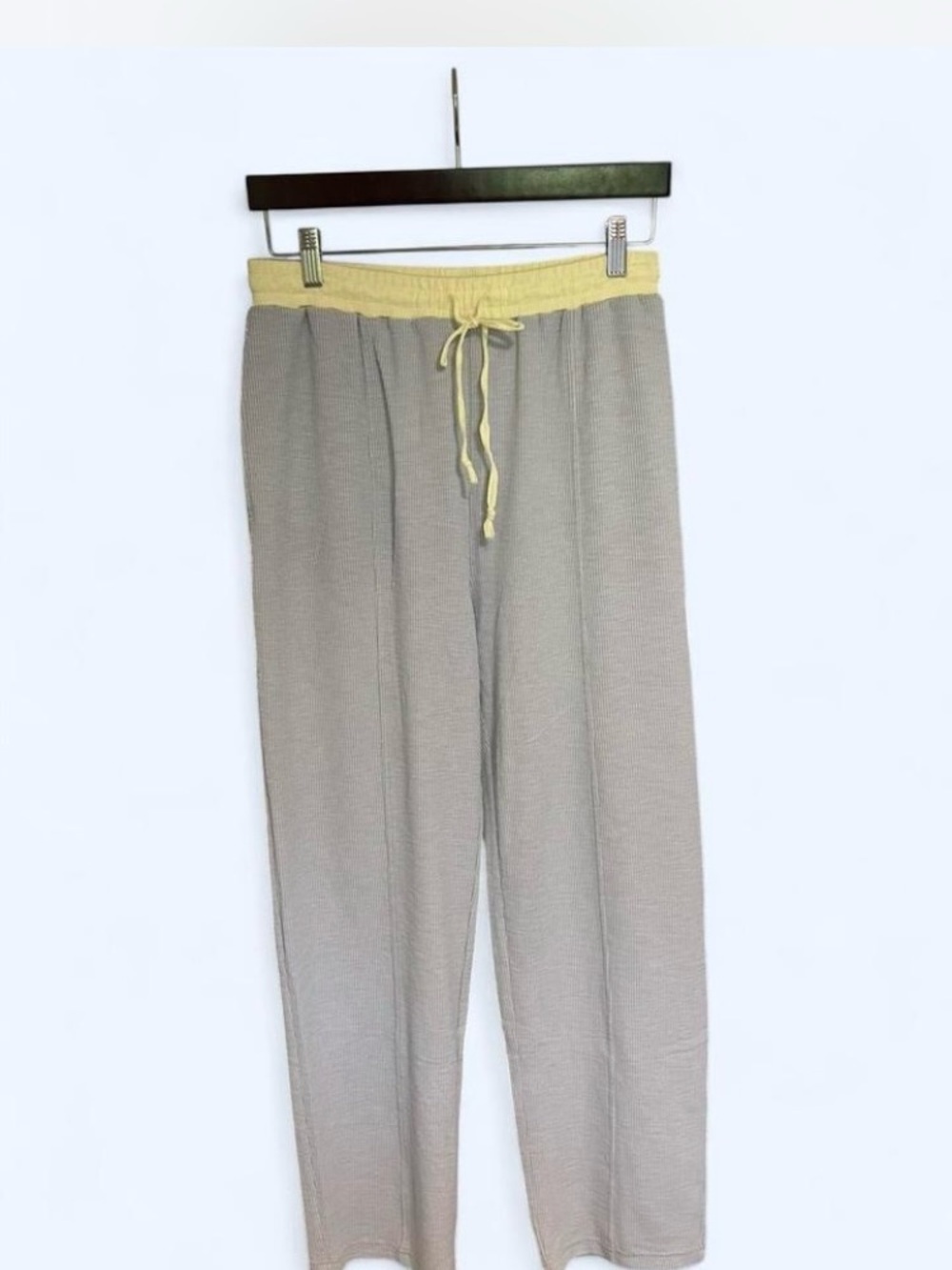 Hem & Thread Light Blue Sweatpants with Yellow Drawstring Waistband NWT Size L